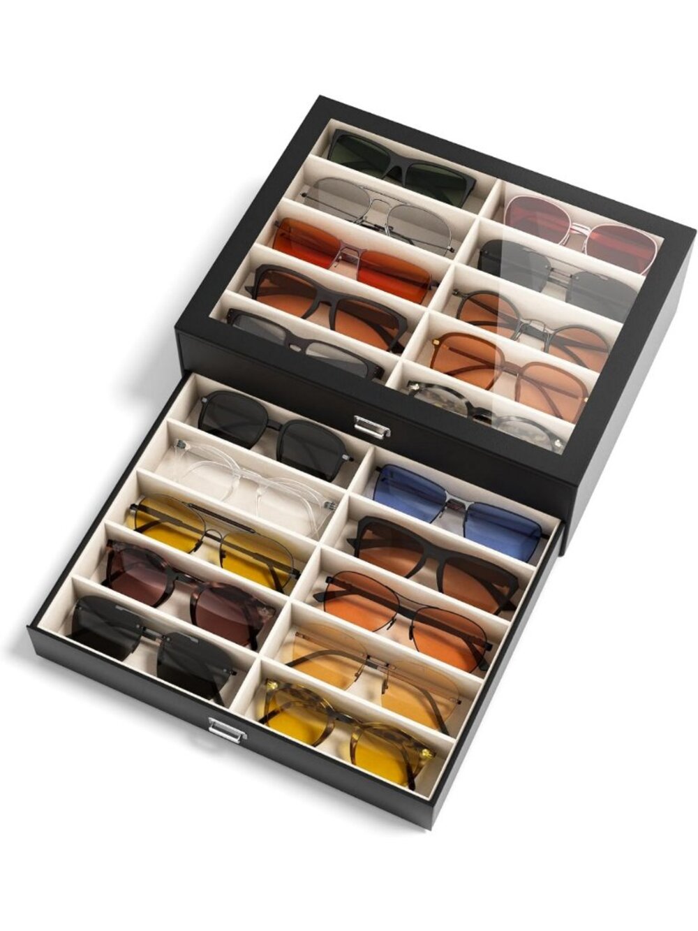 Multi-Pair Sunglass Storage Box - Stylish Organizer for Eyewear Display